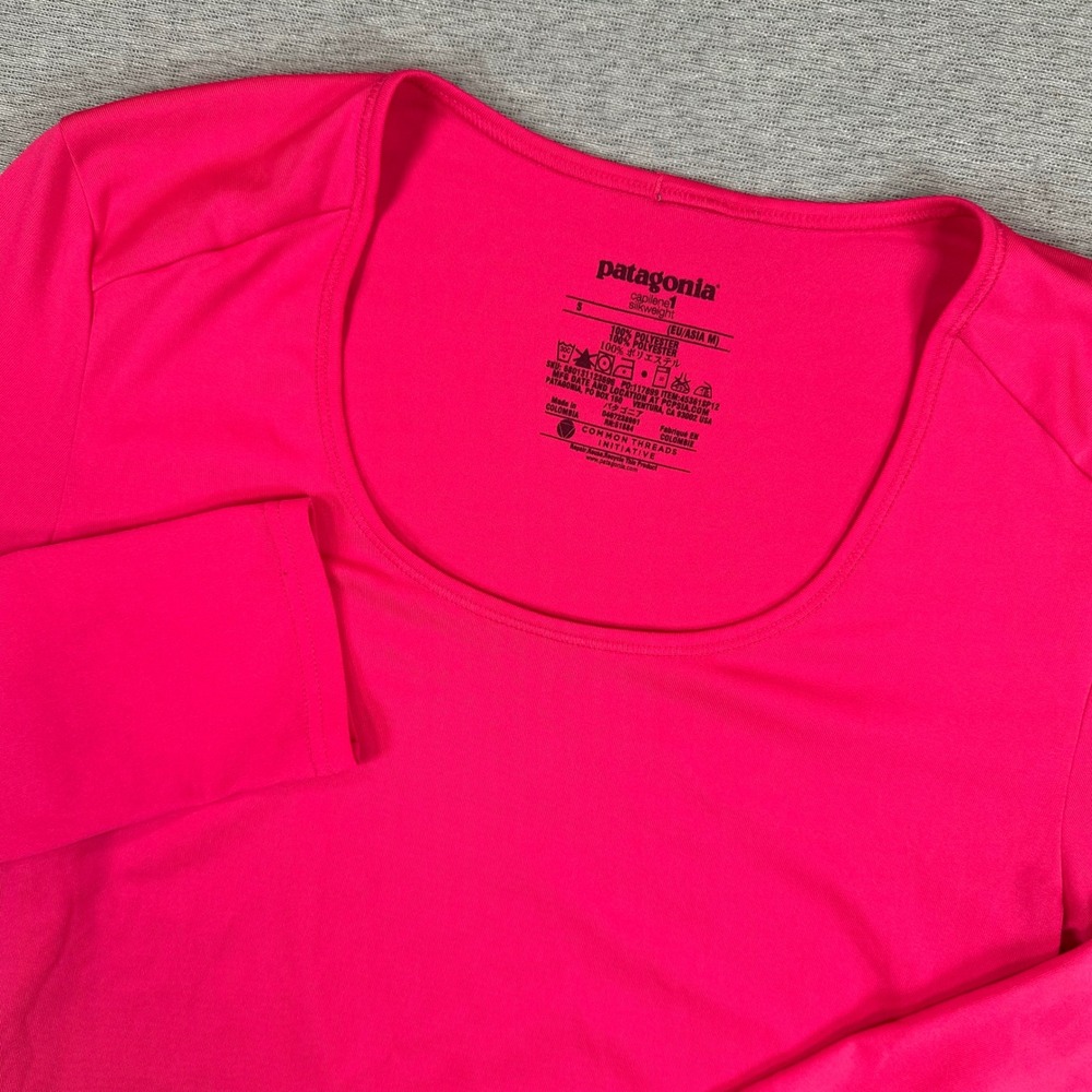 Patagonia Capilene 1 Silkweight Shirt Womans S Pink Long Sleeve Scoop Neck Top